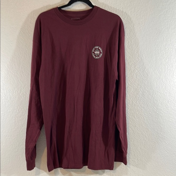 VANS Off The Wall Classic Fit Maroon Big Logo Long Sleeve T-shirt Size X-Large - Picture 2 of 6
